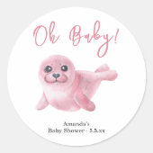 Sticker Rond Baby-Shower Rose Foca (Devant)