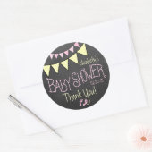 Sticker Rond Baby shower rose Jaune Chalkboard Look (Enveloppe)