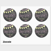 Sticker Rond Baby shower rose Jaune Chalkboard Look (Feuille)