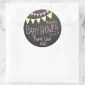 Sticker Rond Baby shower rose Jaune Chalkboard Look (Sac)