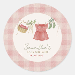 Sticker Rond Baby Shower Rose Marché de Producteurs Locaux