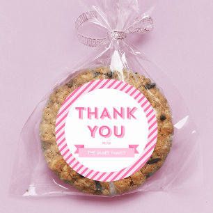 Sticker Rond Baby shower rose Merci moderne