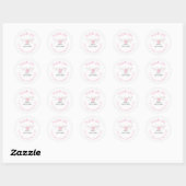 Sticker Rond Baby shower rose mignon Merci Favoriser (Feuille)