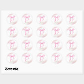 Sticker Rond Baby shower rose moderne élégant aquarelle Bow (Feuille)