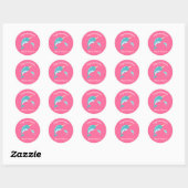Sticker Rond Baby shower rose Narwhal (Feuille)