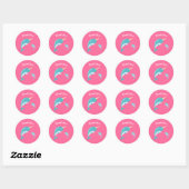 Sticker Rond Baby shower rose Narwhal (Feuille)