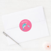 Sticker Rond Baby shower rose Narwhal (Enveloppe)