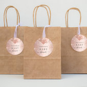 Sticker Rond Baby shower rose or parties scintillant ballons gl