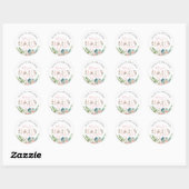 Sticker Rond Baby shower Rose or rose  de Merci de script Flora (Feuille)