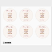 Sticker Rond Baby Shower Rose Pâle Fille Carrousel Mignon (Feuille)