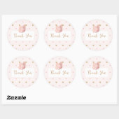 Sticker Rond Baby shower rose papillon Merci (Feuille)