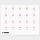 Sticker Rond Baby shower rose pieds bébé Merci (Feuille)