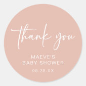 Sticker rond Baby shower rose poussiéreux Moderne (Devant)