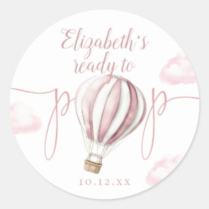 Sticker Rond Baby-Shower Rose Prête à Éclater