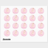 Sticker Rond Baby shower rose princesse mignonne (Feuille)