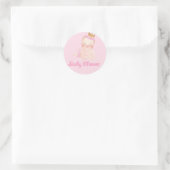 Sticker Rond Baby shower rose princesse mignonne (Sac)