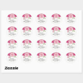 Sticker Rond Baby shower Rose rose Aquarelle (Feuille)