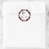 Sticker Rond Baby shower Rose rose et noir Chintz (Sac)