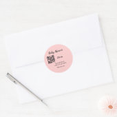 Sticker Rond Baby shower rose simple q r code ajouter le texte  (Enveloppe)