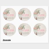 Sticker Rond Baby shower Roses BOHO Bohemian Dream Catcher (Feuille)