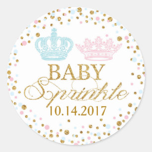 Sticker Rond Baby shower royal bleu de jumeaux de rose de
