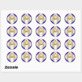 Sticker Rond Baby shower Royal Blue et Gold Prince (Feuille)