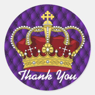 Sticker Rond Baby shower Royal Crown & Royal Purple Pin Tucks