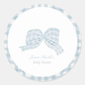 Sticker Rond Baby shower ruban bleu mou (Devant)