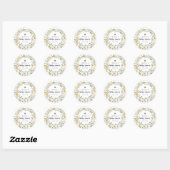 Sticker Rond Baby shower Rustic Bee Fleur sauvage (Feuille)