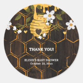 Sticker Rond Baby shower rustique des abeilles domestiques (Devant)