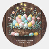 Sticker Rond Baby shower Rustique Floral OEufs de Pâques (Devant)