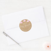 Sticker Rond Baby shower rustique kraft scintillant rose (Enveloppe)