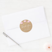Sticker Rond Baby shower rustique kraft scintillant rose (Enveloppe)