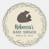 Sticker Rond Baby shower rustique Little Bear (Devant)