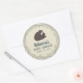 Sticker Rond Baby shower rustique Little Bear (Enveloppe)