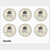 Sticker Rond Baby shower rustique Little Bear (Feuille)