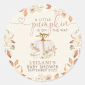 Sticker Rond Baby shower rustique petit Citrouille (Devant)