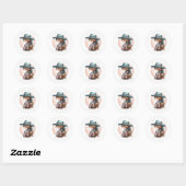 Sticker Rond Baby shower rustique Western Little Cowgirl (Feuille)