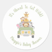 Sticker Rond Baby shower Safari (Devant)