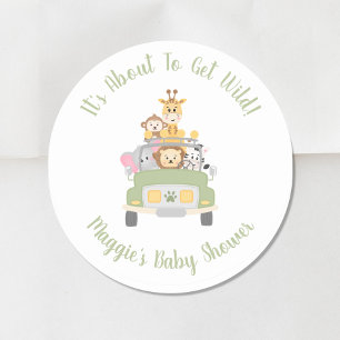 Sticker Rond Baby shower Safari