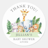 Sticker Rond Baby shower Safari Adventure Merci (Devant)