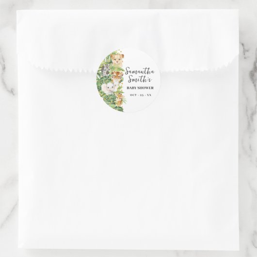 Sticker Rond Baby shower Safari animal sauvage (Sac)