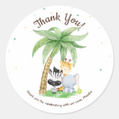Sticker Rond Baby shower Safari Animaux (Devant)