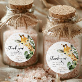 Sticker Rond Baby shower Safari Giraffe