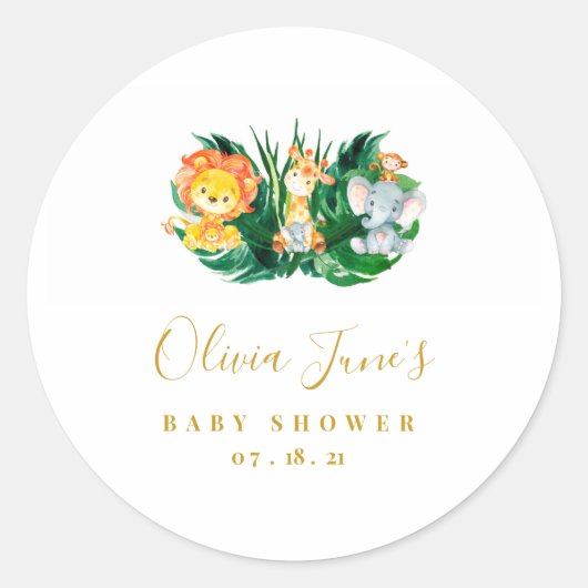 Sticker Rond Baby shower Safari Jungle (Devant)