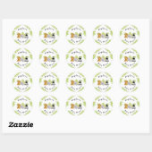 Sticker Rond Baby shower Safari Jungle Animaux (Feuille)