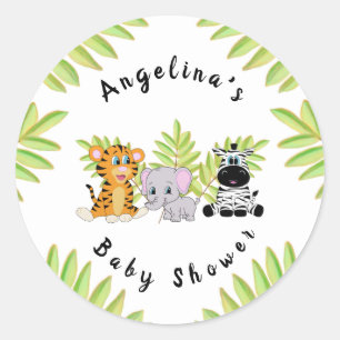 Sticker Rond Baby shower Safari Jungle Animaux