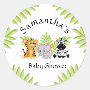 Sticker Rond Baby shower Safari Jungle Animaux Genre Neutre