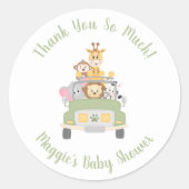 Sticker Rond Baby shower Safari Merci (Devant)