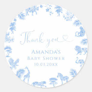 Sticker Rond Baby shower Safari Toile
